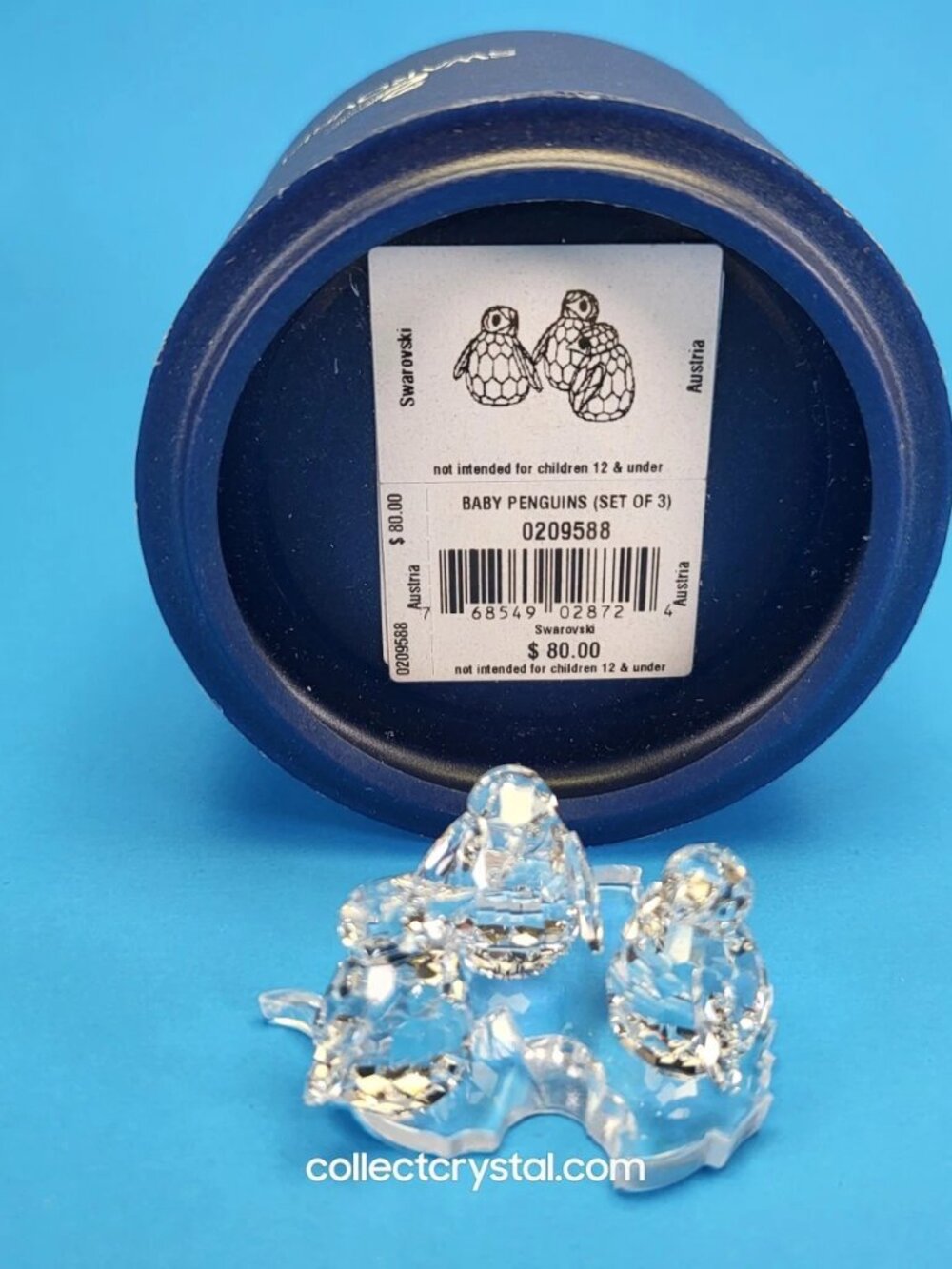 Vintage Swarovski # 7661 000 003 Three Baby Penguins # 209588 with iceberg New!